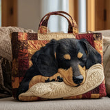 Handgefertigte Stepptasche – Dackel