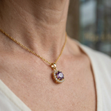 Quadratische Amethyst-Pavé-Halskette | Gold