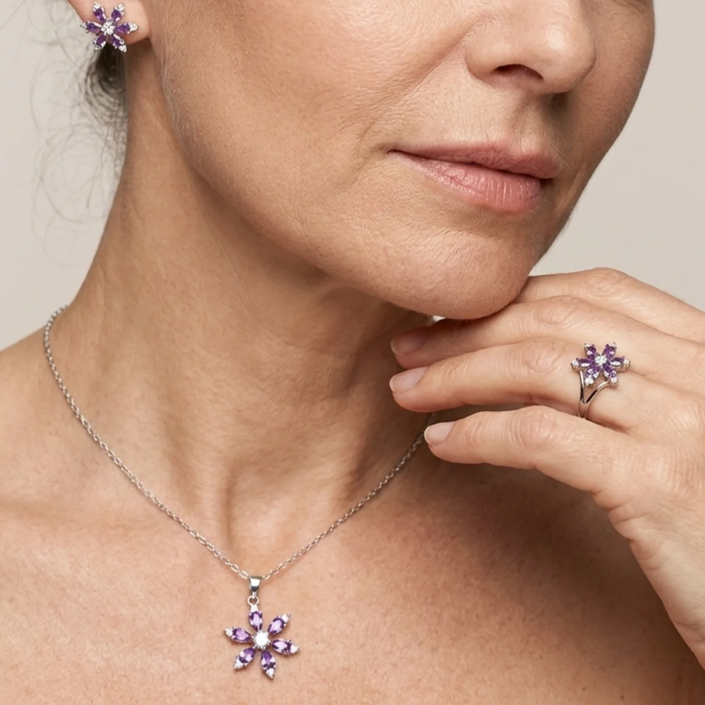 Amethyst-Schmuckset | Weißgold