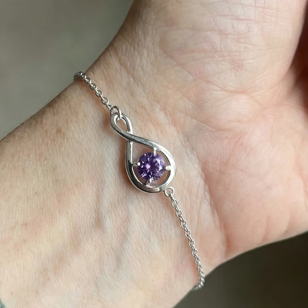 Amethyst-Unendlichkeits-Armband | Weißgold