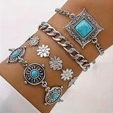 Armband-Set aus Regenbogenstein | Weißgold