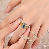 Kronenring-Set Azelia mit Saphir | Gold