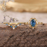 Kronenring-Set Azelia mit Saphir | Gold
