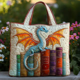 Handgefertigte Stepptasche – Smaragdgrüner Drache, Hüter der Bücher