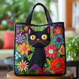 Handgefertigte Stepptasche – Verzauberte schwarze Katze