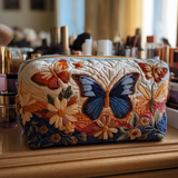 Gesteppte Kosmetiktasche mit eleganten Schmetterlingen