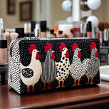 Gesteppte Kosmetiktasche mit Henne im Nest