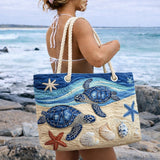 Gesteppte Strandtasche – Schildkröte im Ozean – L und XL