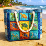 Gesteppte Strandtasche – Ruhige Schildkröte – L und XL