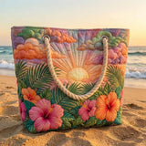 Patchwork-Strandtasche – Tropische Morgendämmerung – geräumig und leicht
