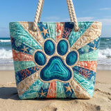 Gesteppte Strandtasche – Pfotenabdrücke – L und XL