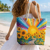 Patchwork-Strandtasche – Regenbogensonne – geräumig und leicht