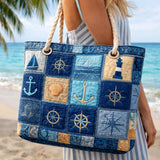 Gesteppte Strandtasche – Maritimes Blau