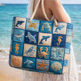 Gesteppte Strandtasche – Leben im Meer – geräumig und leicht