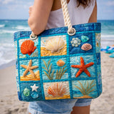 Gesteppte Strandtasche – Muscheln an der Küste