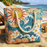 Gesteppte Strandtasche – Goldener Glanz – L und XL