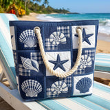 Gesteppte Strandtasche – Stille Muscheln – geräumig und leicht