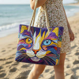 Gesteppte Strandtasche – Katze mit freiem Geist
