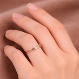 Geflochtener Ring in Roségold und Weißgold
