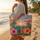 Patchwork-Strandtasche – Tropische Morgendämmerung – geräumig und leicht