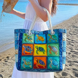 Gesteppte Strandtasche – Ruhige Schildkröte – L und XL