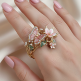 Glänzender Schmetterlingsring mit Zirkonia