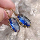 Blaue Blütenohrringe | Gold