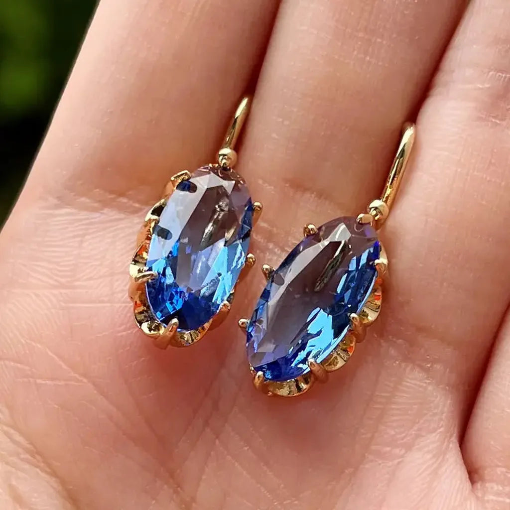 Blaue Blütenohrringe | Gold