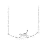Halskette mit Kletterkatze in Weißgold