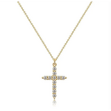 Halskette mit Kreuz und Krone mit Zirkonia