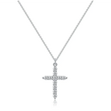 Halskette mit Kreuz und Krone mit Zirkonia