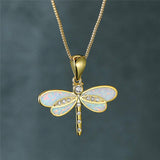 Halskette mit Libelle in Gold mit Opal