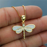 Halskette mit Libelle in Gold mit Opal