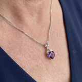 Halskette Herz in Violett | Weißgold