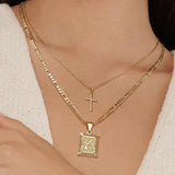 Kreuzkette mit Initiale | Gold