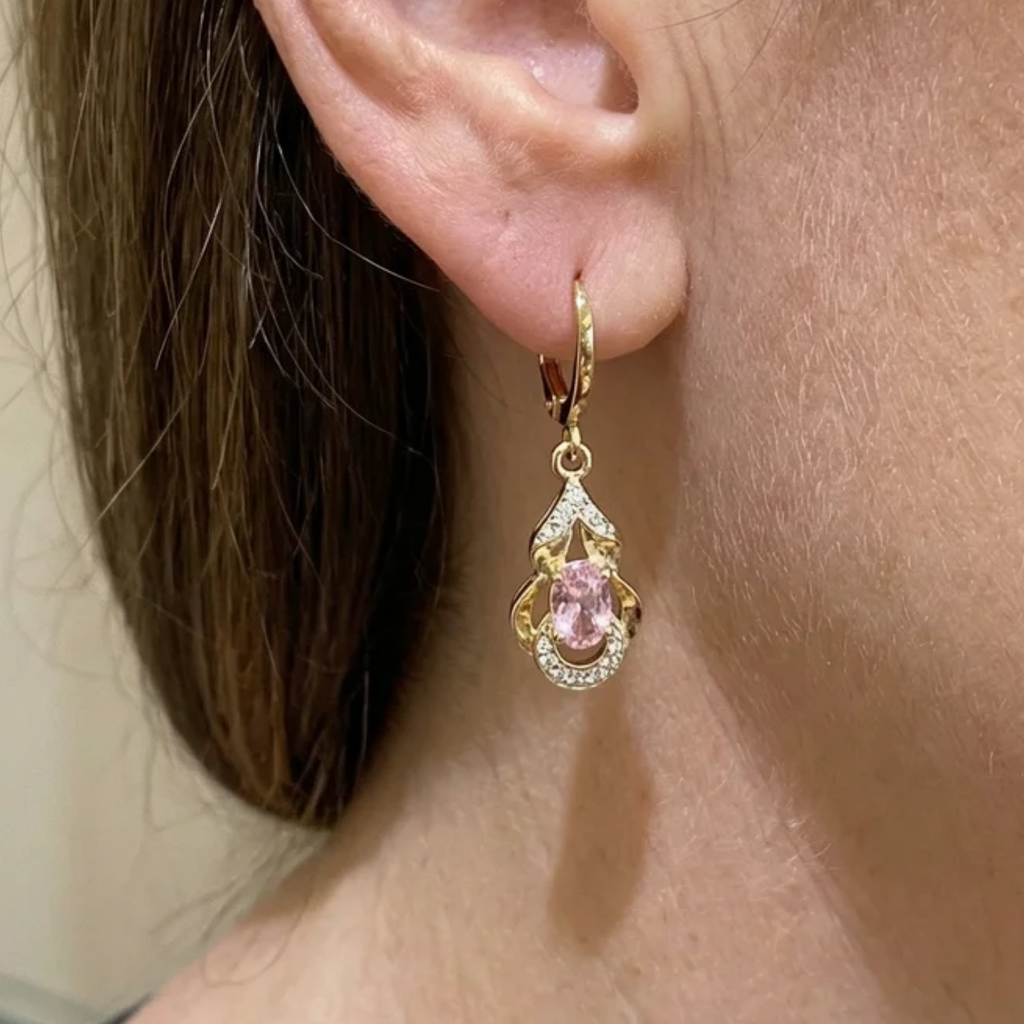 Tropfenohrringe „Mondschein Rosé“ | Gold