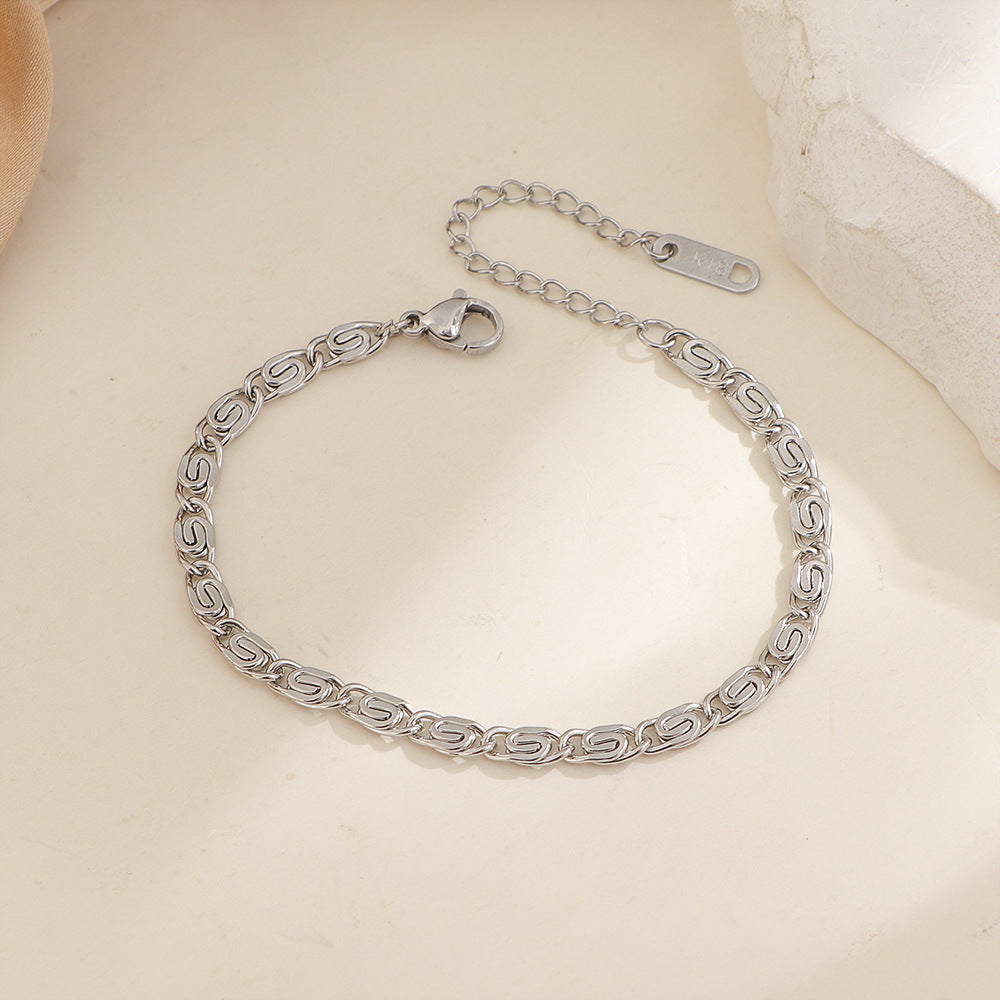 Geflochtenes Kettenarmband Nusa | Weißgold