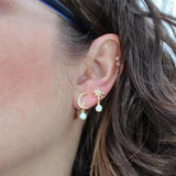 Ohrringe Mond und Stern in Gold mit Opal
