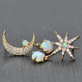 Ohrringe Mond und Stern in Gold mit Opal