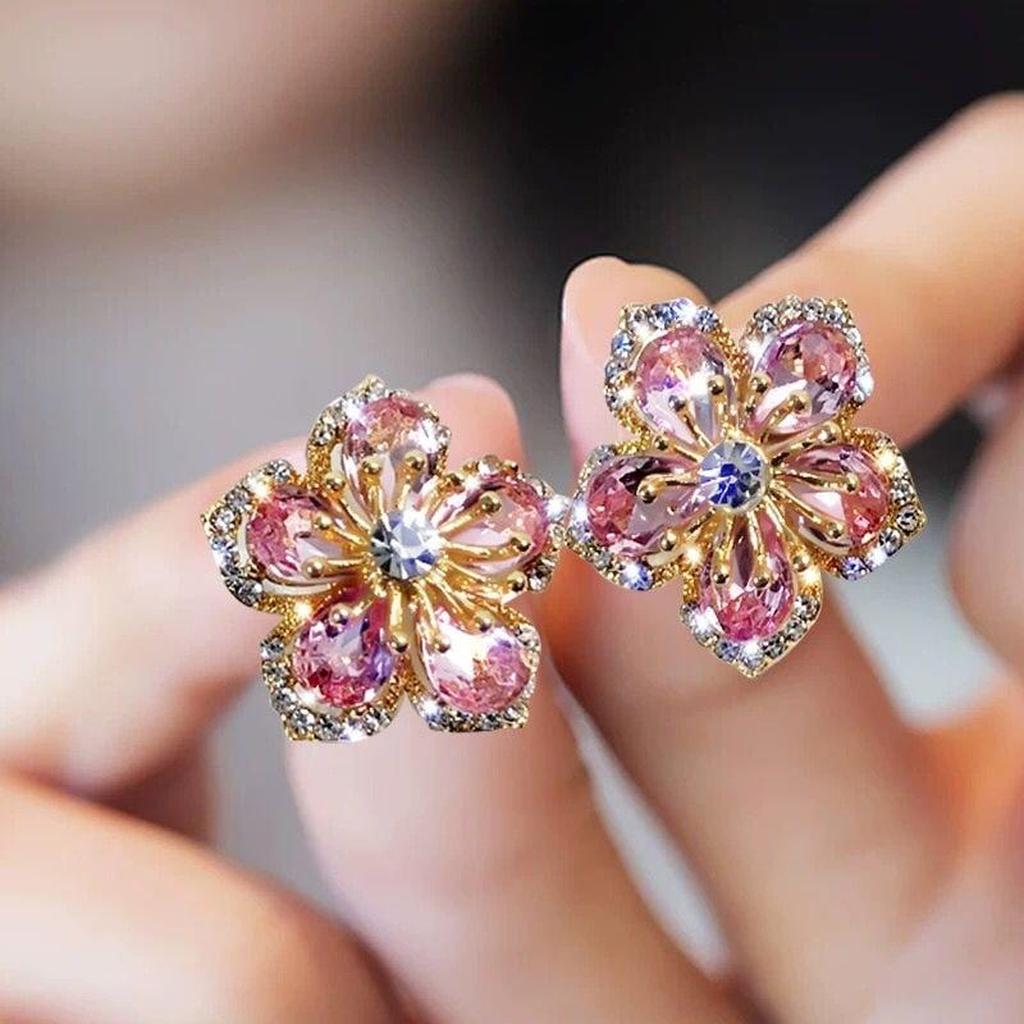 Ohrringe in Weißgold mit bunten Zirkonia