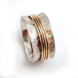 Retro-Ring „Goldener Faden“ in Weißgold