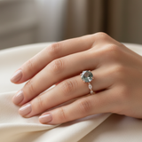 Retro-Ring in Roségold mit Saphir