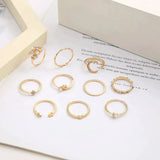 Ring-Set: 10 Ringe in Weißgold und Gold