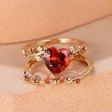 Ring-Set „Rote Ranke“ mit Herzakzent | Gold