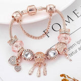 Rosa Traumfänger-Armband mit Weißgold-Anhängern