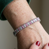 Tennisarmband „Rosastreifen“ | Weißgold
