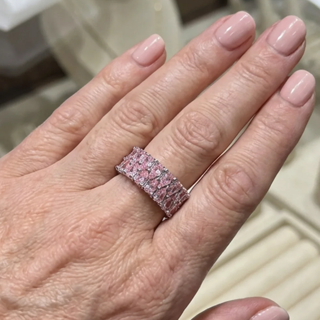 Rosé-Kaskaden-Ring | Weißgold