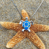Set: Halskette und Ohrringe mit Meeresschildkröte in Opal und Weißgold