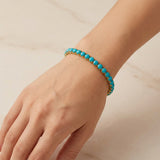 Rundes Tennisarmband in Türkis | Gold