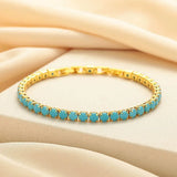 Rundes Tennisarmband in Türkis | Gold